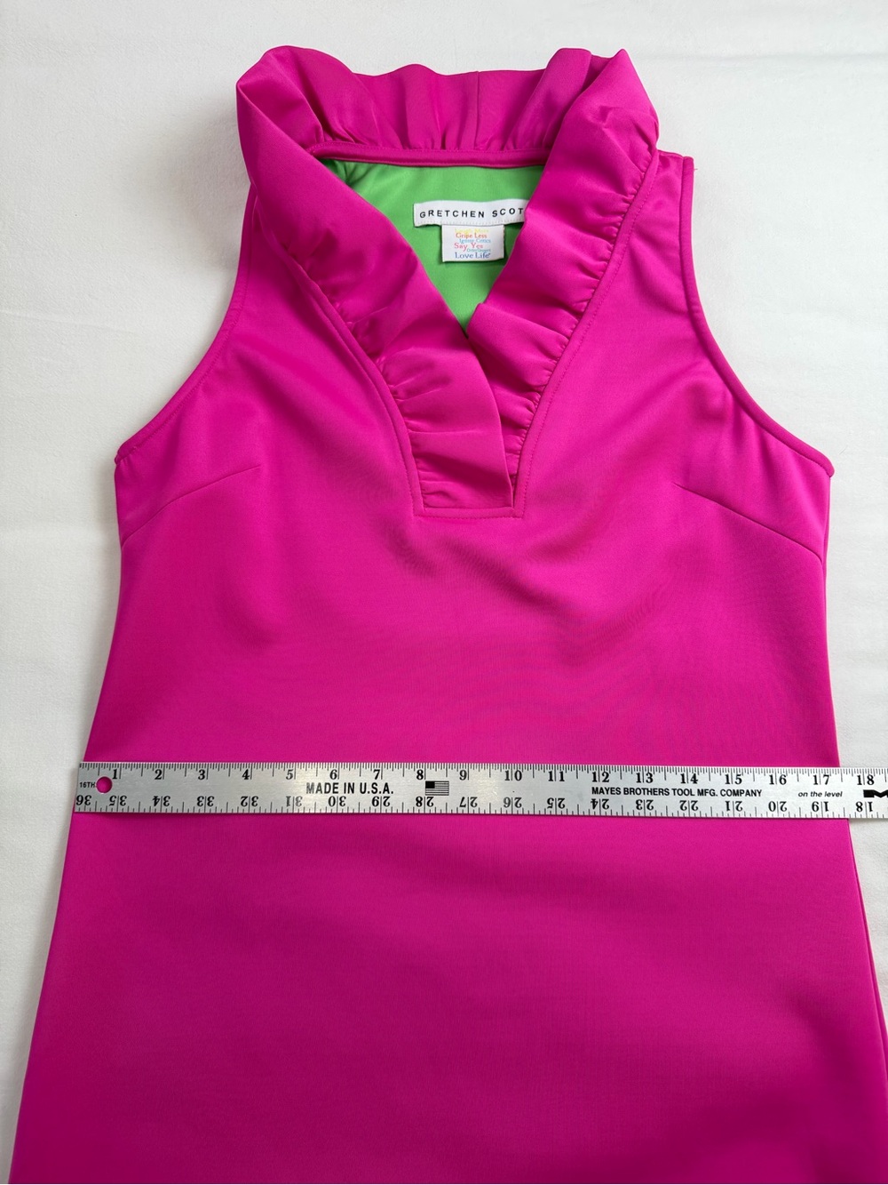 Gretchen Scott Hot Pink Ruffle Sleeveless Midi Shift Dress Size Small - Picture 7 of 10